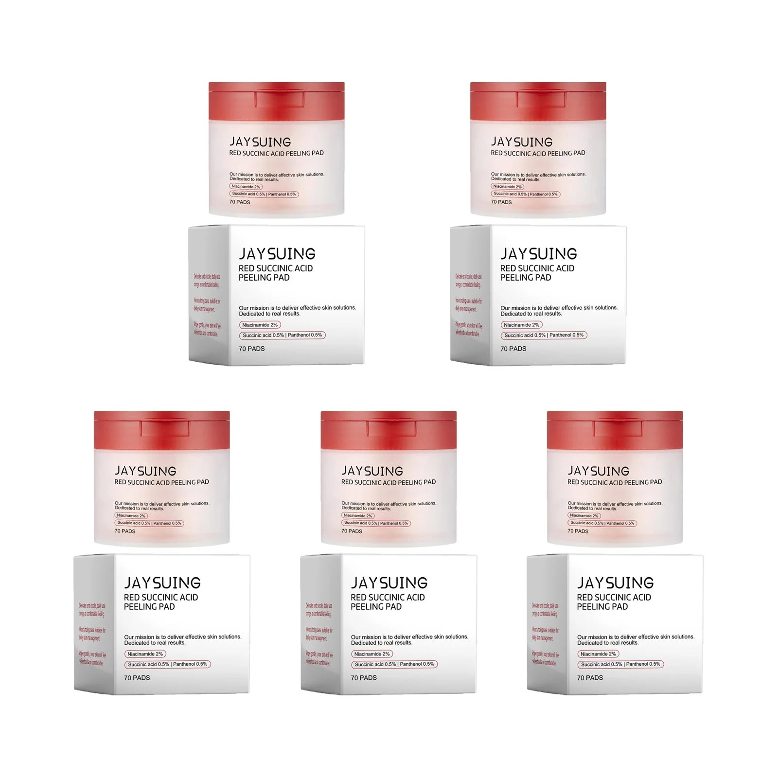 70pcs Red Succinic Acid Peeling Pads Gentle Exfoliation Soothing Moisturizing Delicate Smooth Skin Panthenol Facial Peeling Pads Zpaxo 350pads Boxed