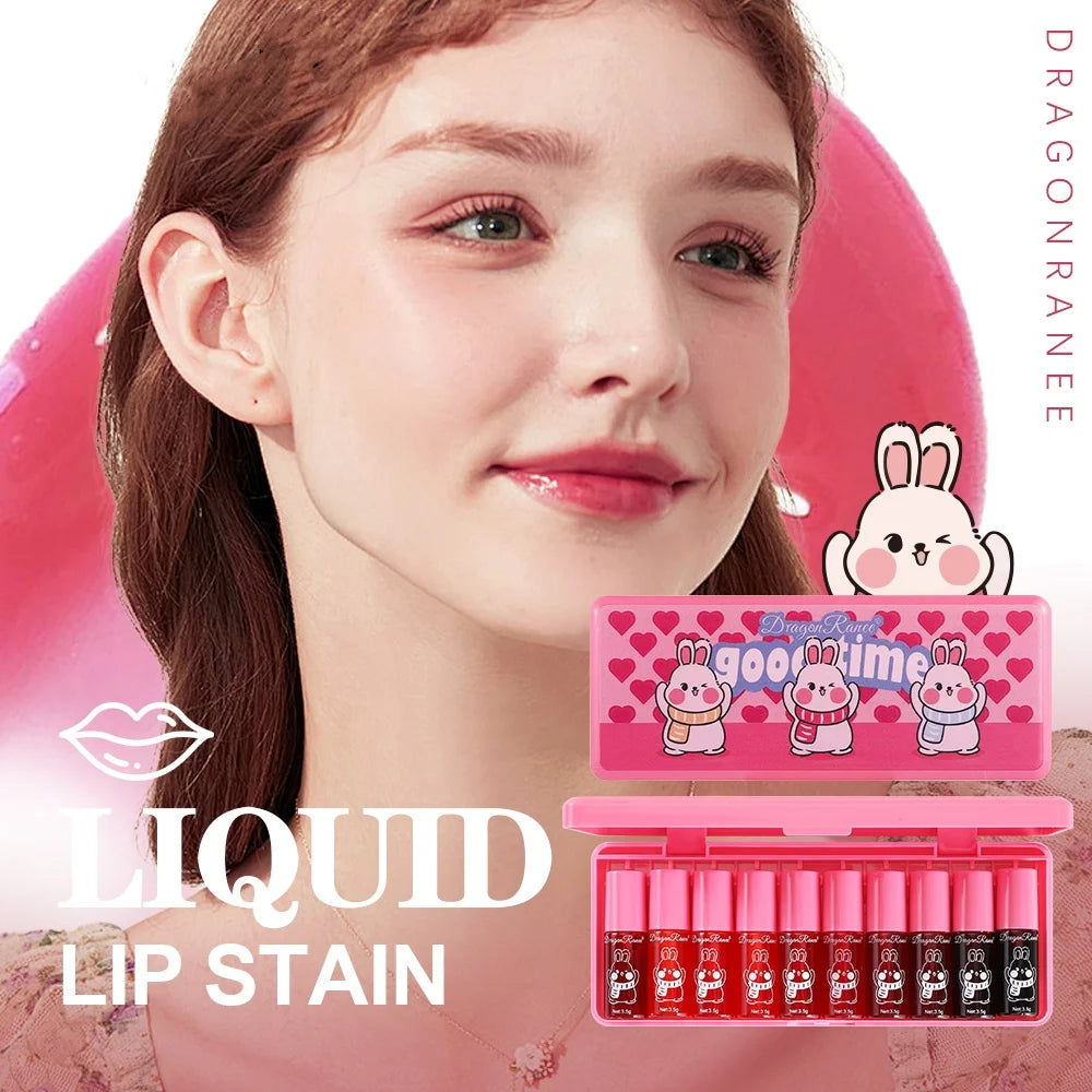 Lip Gloss Set of Ten, Mirror-Like, Glossy, Plumping, Brightening, Complexion-Enhancing Lipstick, Moisturizing, Non-Stick, Long-Lasting Lip Gloss Zpaxo