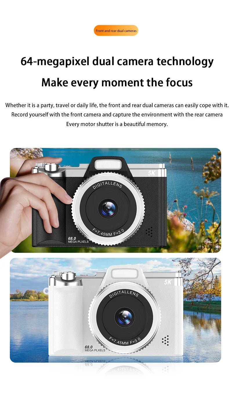 Digital Camera 5K HD Pixel Ccd Portable Anti-shake Video Viewfinder