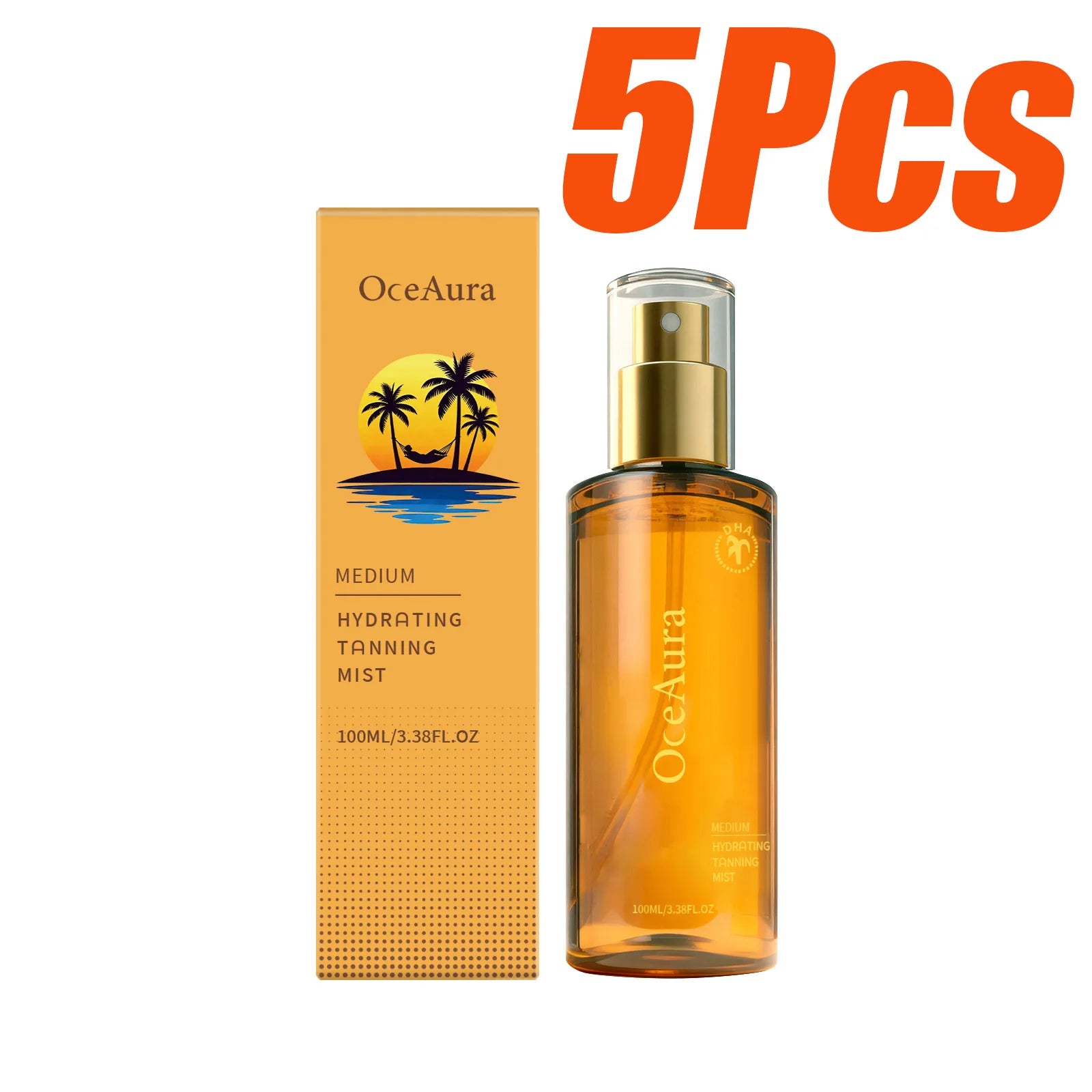 OceAura Self Tanning Spray – Natural Sunless Tanner Face & Body Self Tanning Spray Zpaxo 5 x 100ml Boxed