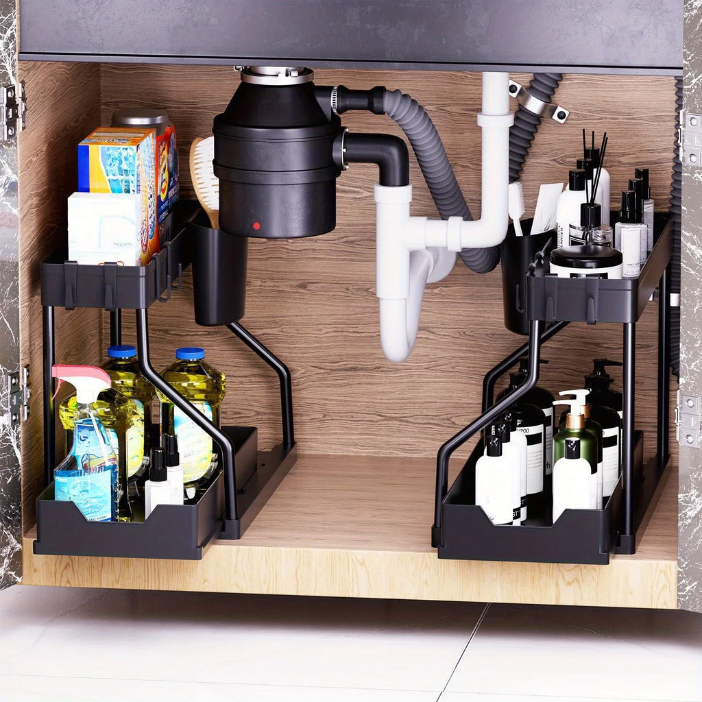 Multi-layer Pull-out Finishing Seasoning Household Kitchen Rack Bathroom Sink Layered Sundries Storage Rack Zpaxo