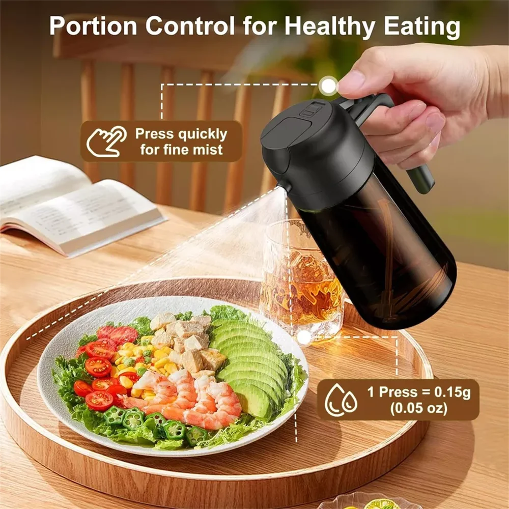 2-in-1 Glass Oil Dispenser Sprayer Leakproof Olive Bottle Cooking Air Zpaxo
