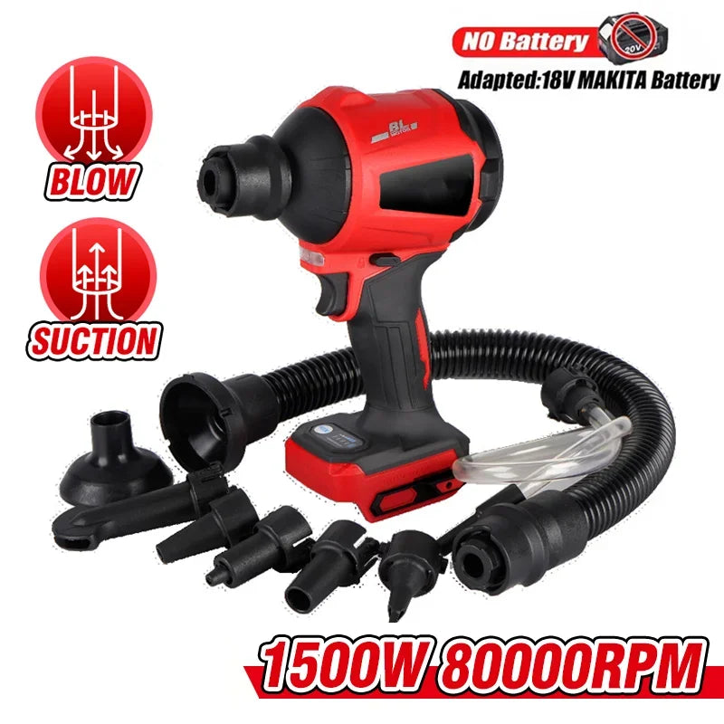 Brushless Blower 1500W 80000RPM Multifunction Inflator Vacuum