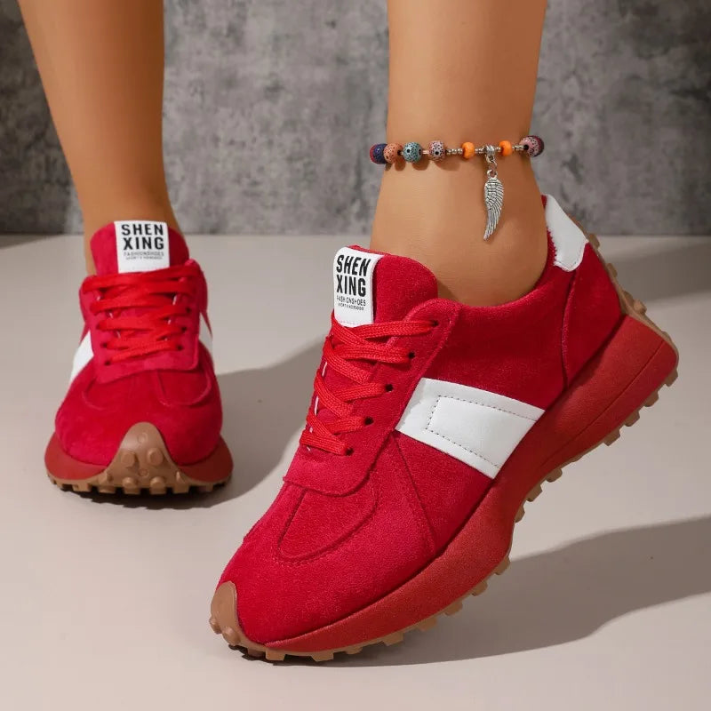 Women's Vintage Comfortable Mid Heel Sneakers Women Anti Slip Zpaxo