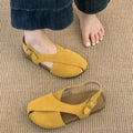 Round Closed Toe Women's Vintage Comfortable Hollow Out Breathable Zpaxo YELLOW 36