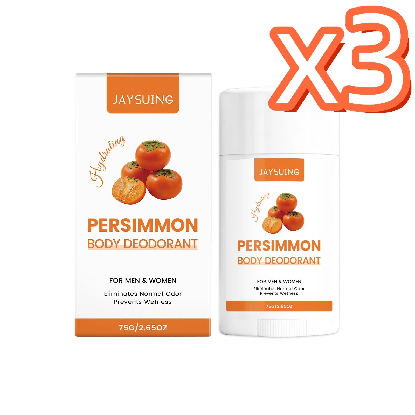 Persimmon Scent Deodorant Stick – Unisex Antiperspirant 75g Deodorant Stick Zpaxo 75g Boxed x 3