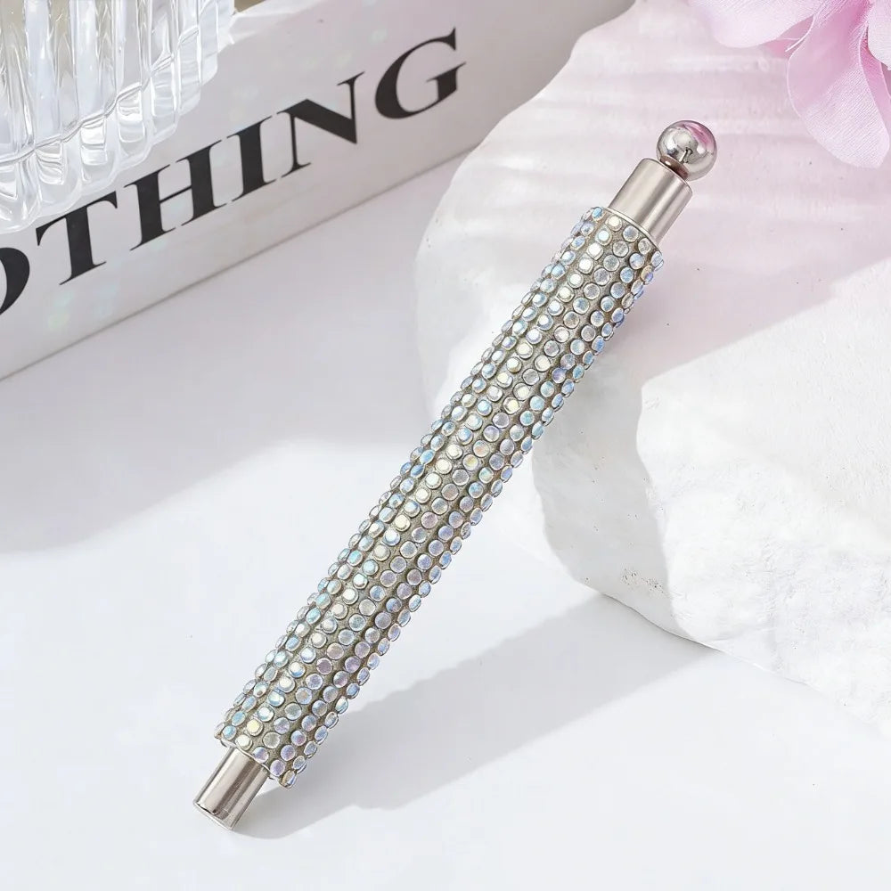 2-IN-1 Magnetic Nail Polish Stick With Rhinestone Stronge Magnetic Ball Cat Eye Gel Nail Polish Tool for Nail Salon or Home Use Zpaxo AB White