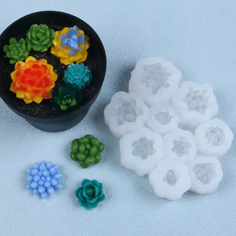 7-Cavity 9-Cavity Succulent Flower Candle Silicone Mold Rose Peony Soap Aroma Wax Plaster Making Chocolate Cake Decoration Mold Zpaxo