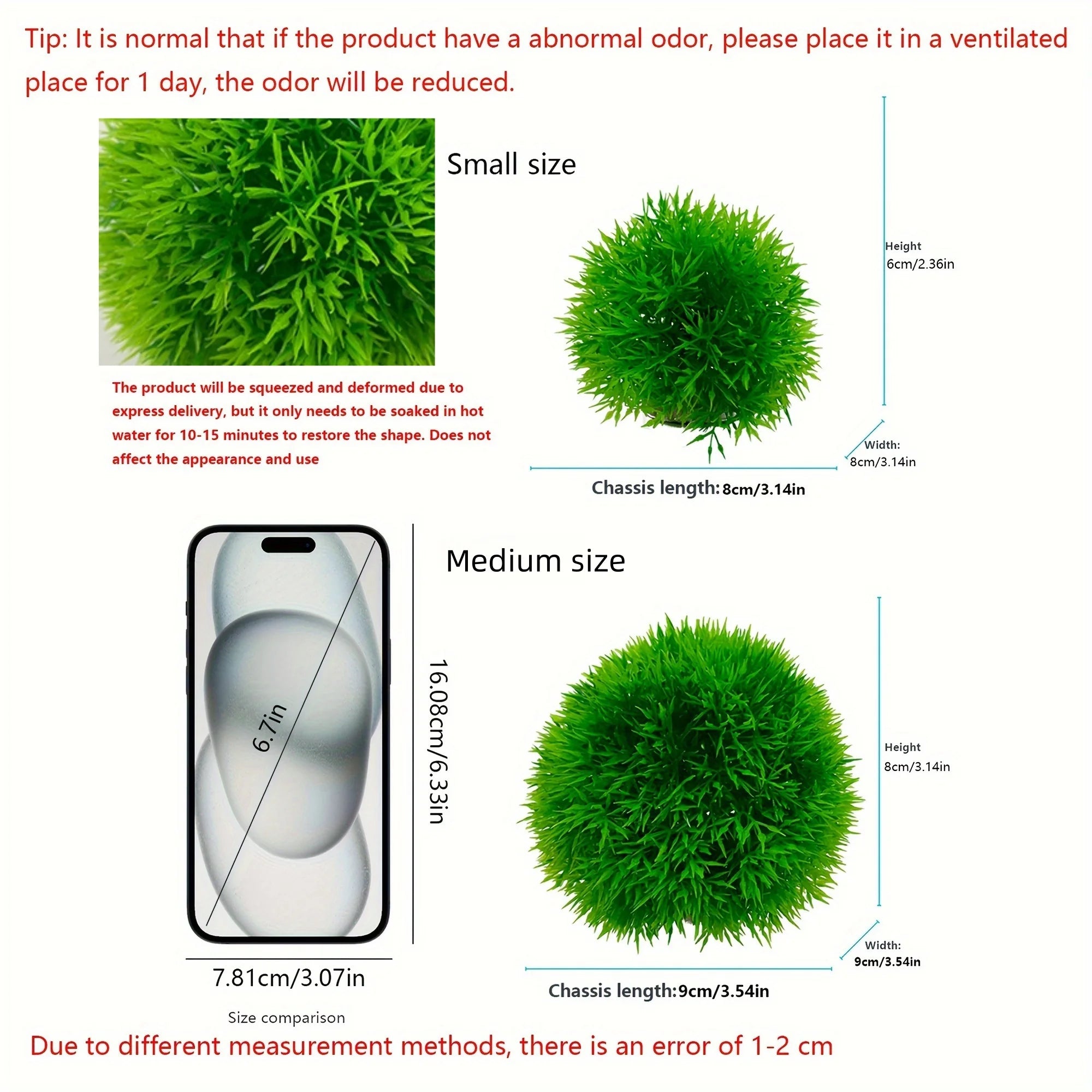 Aquarium Decorative Artificial Grass Ball Durable Faux Water Plant