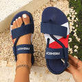 Women Sandals 2025 New Casual Flat Sandals Outdoor Beach Water Shoes Fashion Flats Non-slip Ankle Wrap Shoes Zapatos De Mujer Zpaxo Blue 36