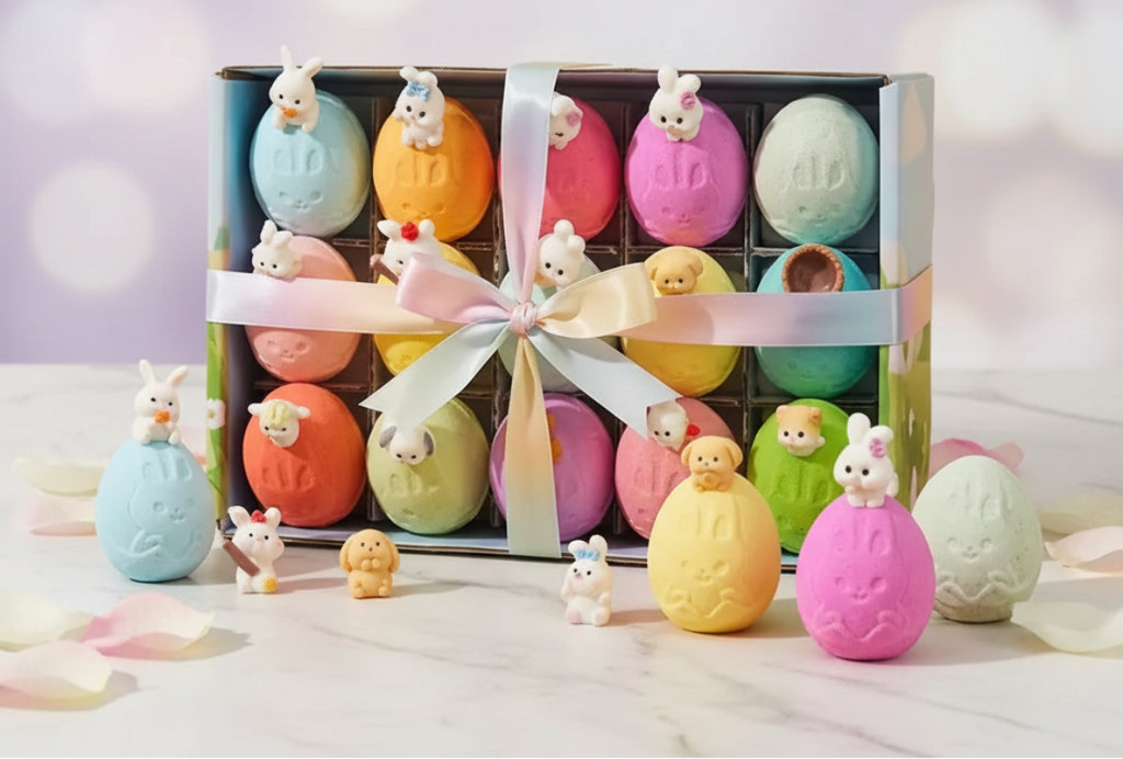 15Pcs/Set Easter Egg Bath Bombs With Surprise Bunny Toys Natural Essential Oil Infused Fizzy Bath Salt Balls For Children Bath Zpaxo