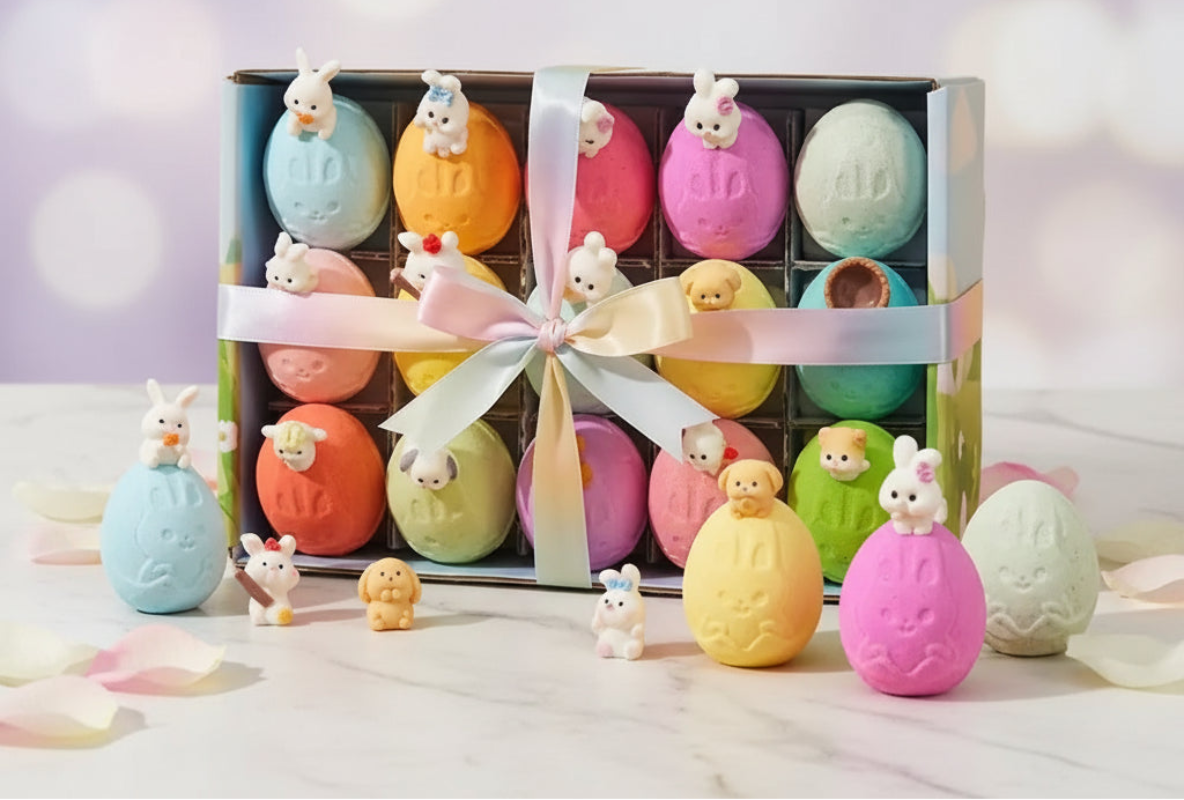 15Pcs/Set Easter Egg Bath Bombs With Surprise Bunny Toys Natural Essential Oil Infused Fizzy Bath Salt Balls For Children Bath Zpaxo