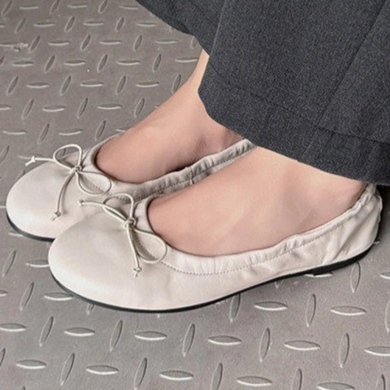 Women's Solid Comfortable Bow Embellishment Single Shoes Spring Zpaxo