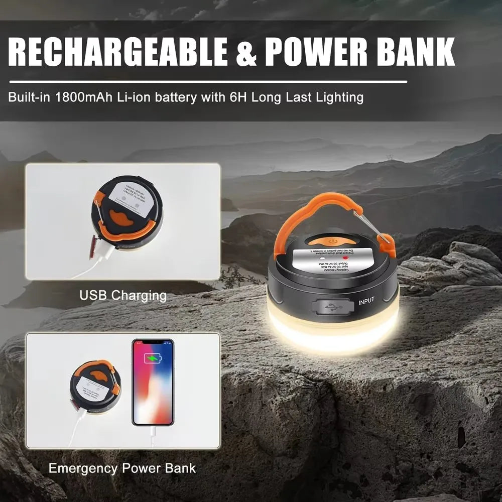 10W COB+LED Camping Lantern – USB Rechargeable 1800mAh