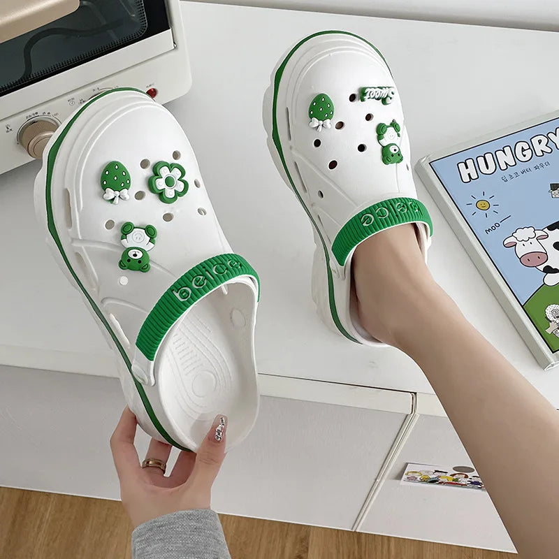 2024 EVA Thick Sole Hole Shoes Women's Summer Solid Cute DIY Sandals