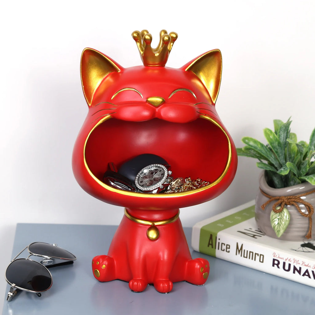 Cat Figurine Storage Box Creative Lucky Statue Decoration Cute Big Zpaxo