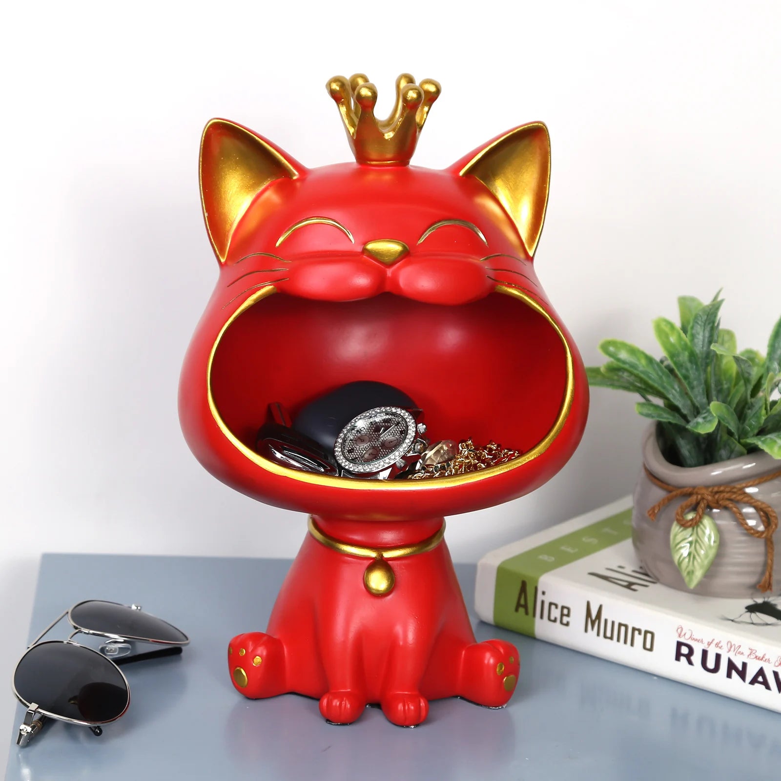 Cat Figurine Storage Box Creative Lucky Statue Decoration Cute Big Zpaxo