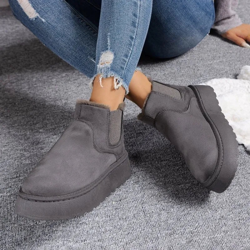 Winter Women Snow Boots 2025 New Platform Shoes Thickened Fluff Luxury Ankle Boots Women Short Plush Warm Casual Shoes Women Zpaxo GRAY 42