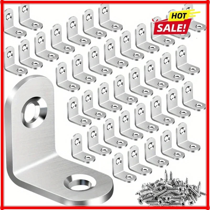 40-Pack Stainless Steel L Brackets – Right Angle Corner Braces Corner Brackets Zpaxo