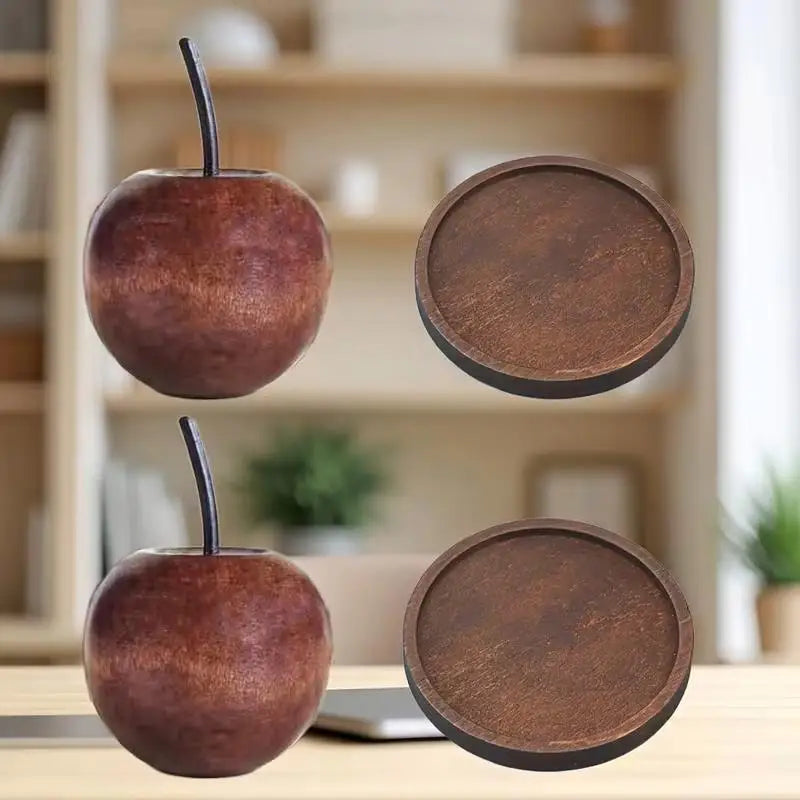 4pcs Wooden Apple Diffuser with Tray, Natural Essential Oil for Car, Home, Desk, Handcrafted Gift Zpaxo