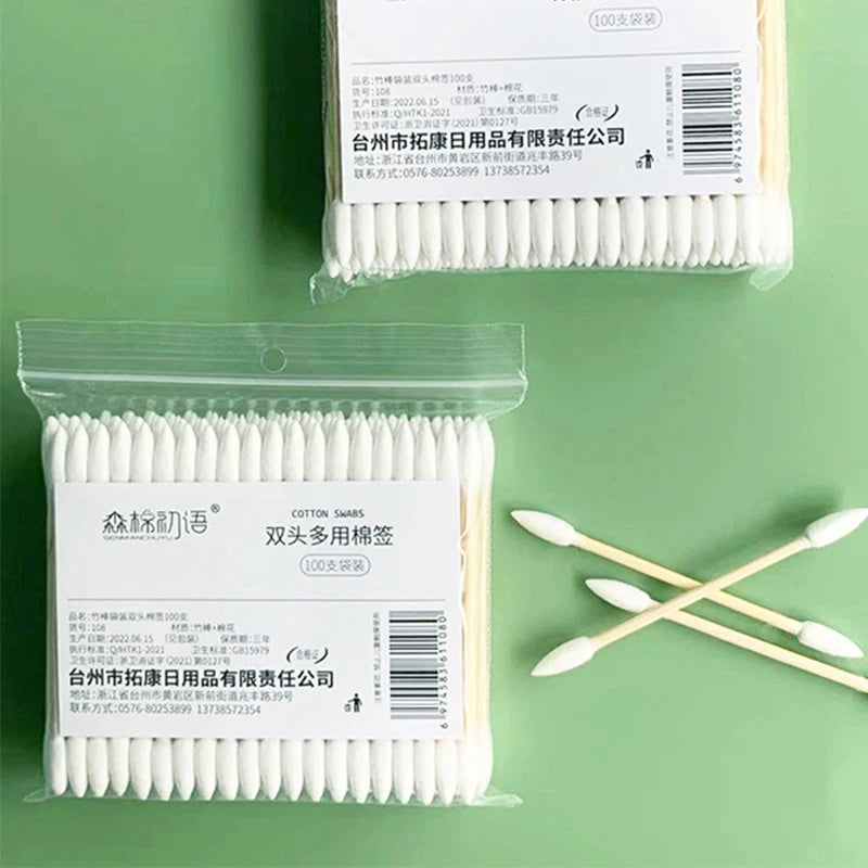 Pointed Tip Cotton Swabs Precision Pet Bamboo Sticks Double Outdoor