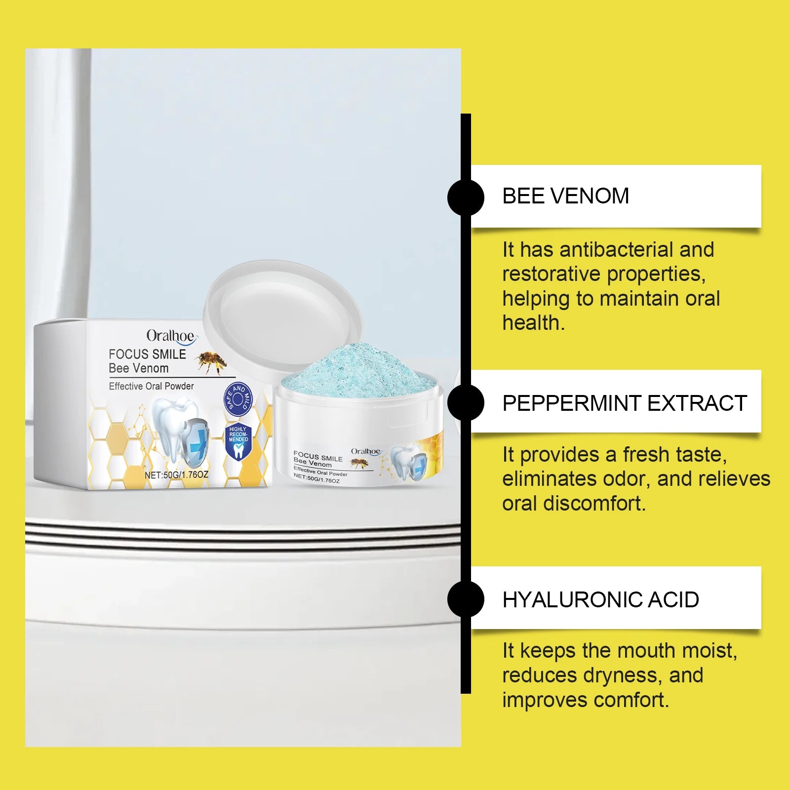 Oralhoe Bee Venom Teeth Whitening Powder – Remove Stains Teeth Whitening Powder Zpaxo