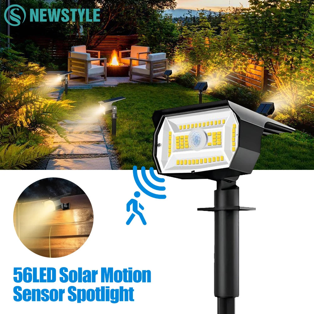 1-4PCS 56LED Solar Outdoor Lights Motion Sensor IP65 Waterproof 3 Modes Security Spotlight Wall Landscape Lighting Yard Driveway Zpaxo