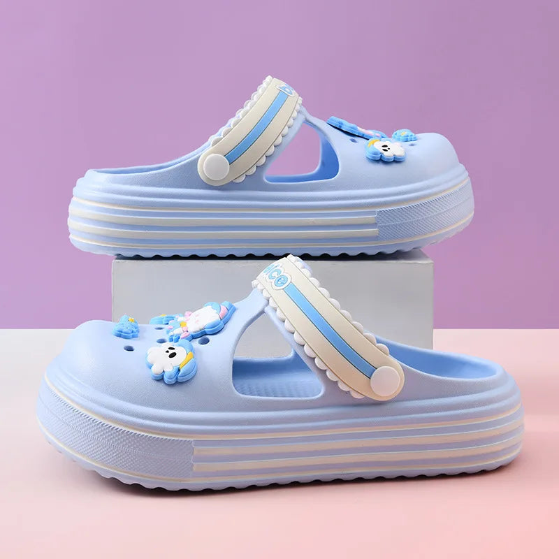 EVA Soft Sole Platform Clogs Closed-toe Slip-on Beach Shoes Hollow