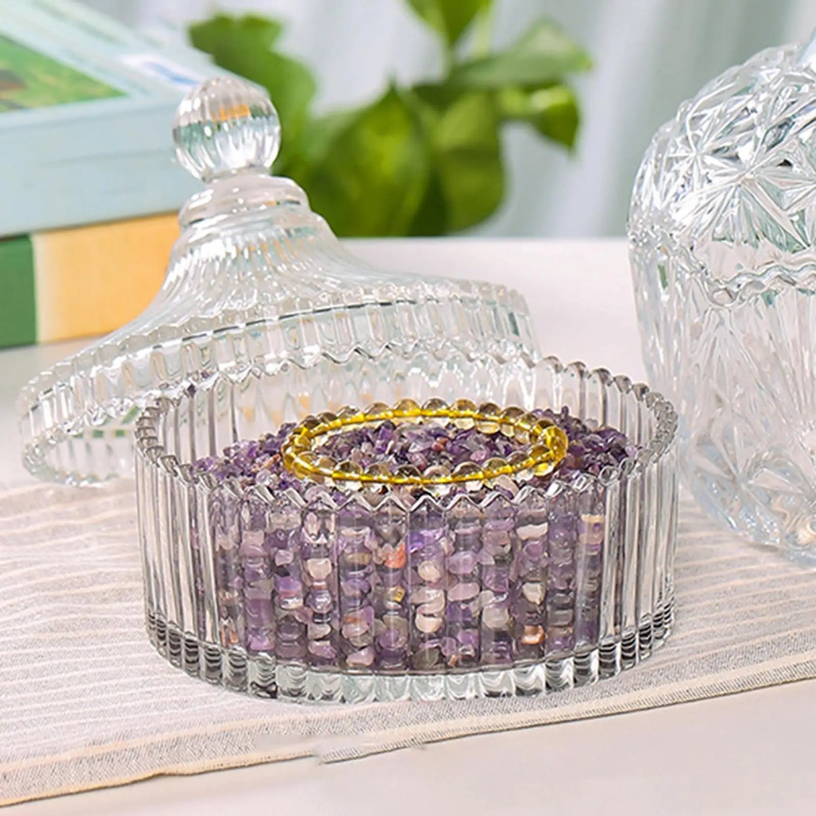 Dusting Powder Container Glass Makeup Puff Box Body Jar Lid Women