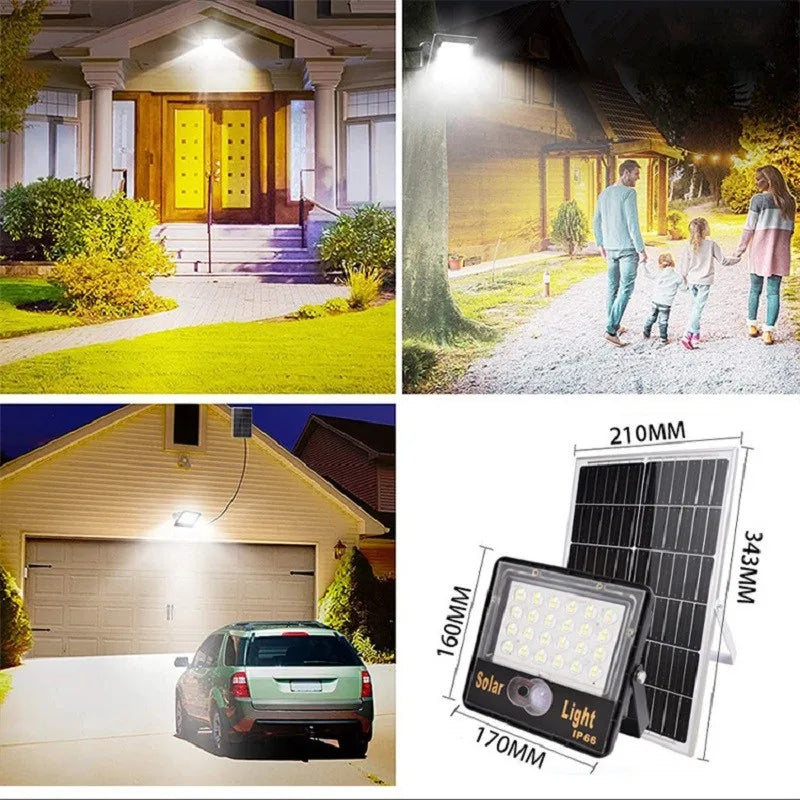 100W Solar Flood Light Outdoor Motion Sensor Lamp 4 Modes Remote Zpaxo