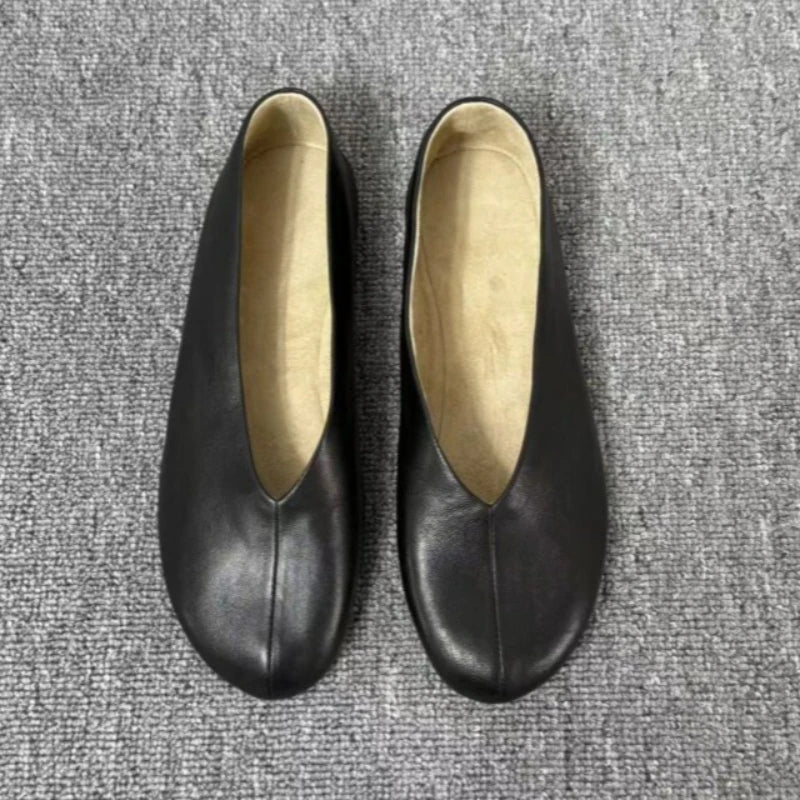 Women's Round Closed Toe Comfortable Solid Single Shoes Spring Autumn Zpaxo black 35