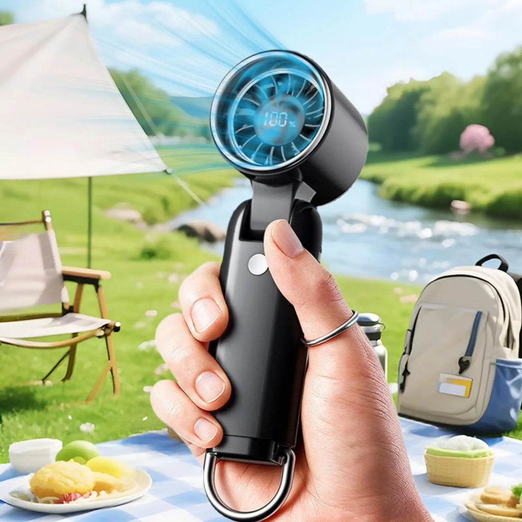 Small Handheld Fan Rechargeable 100-Speed Low Noise Turbine Desk Ventilation Tool Foldable 3600mah USB Rechargeable Personal Fan Zpaxo
