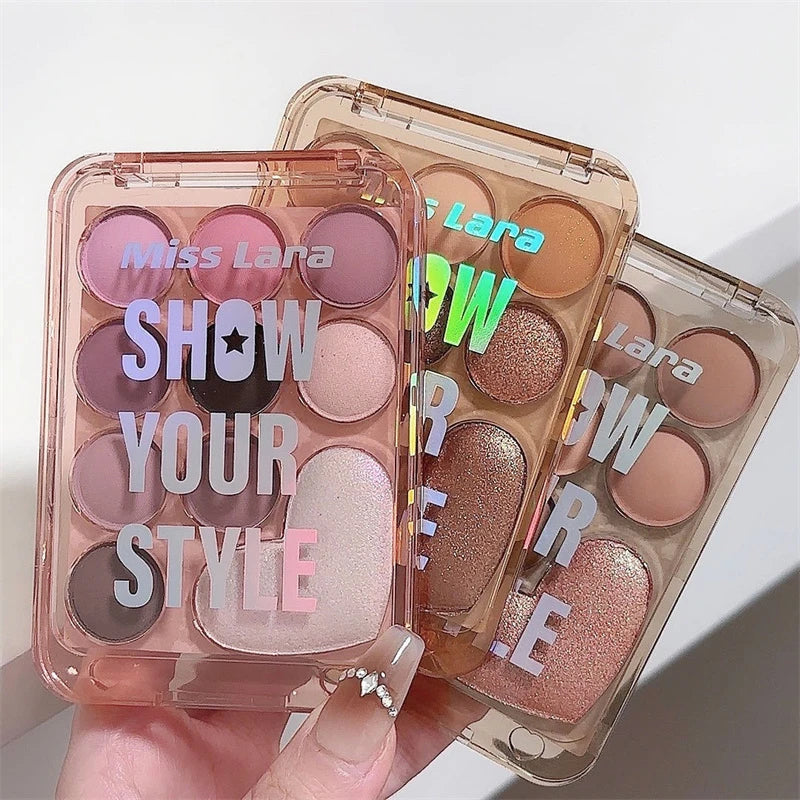10 Color Love Eyeshadow Palette Velvet Matte and Shimmer Effect Pink Brown Eye Shadow Plate Create A Multi-Functional Makeup Zpaxo