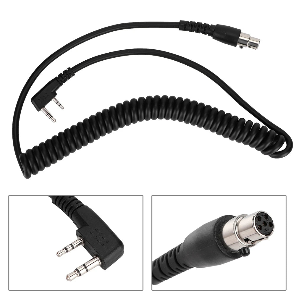 2-Pin 5-Pin Coil Cord Cable HYT Relm Two Way Radios Headsets Audio