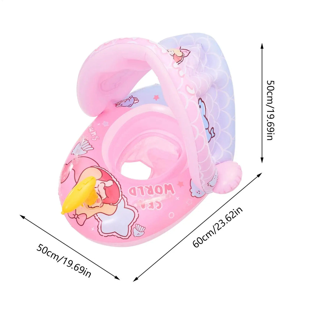 Kids Swimming Pool Floats Sun Protection Inflatable Ring With Canopy Kids Swimming Float For Bath Beach Tub Shower Summer Zpaxo