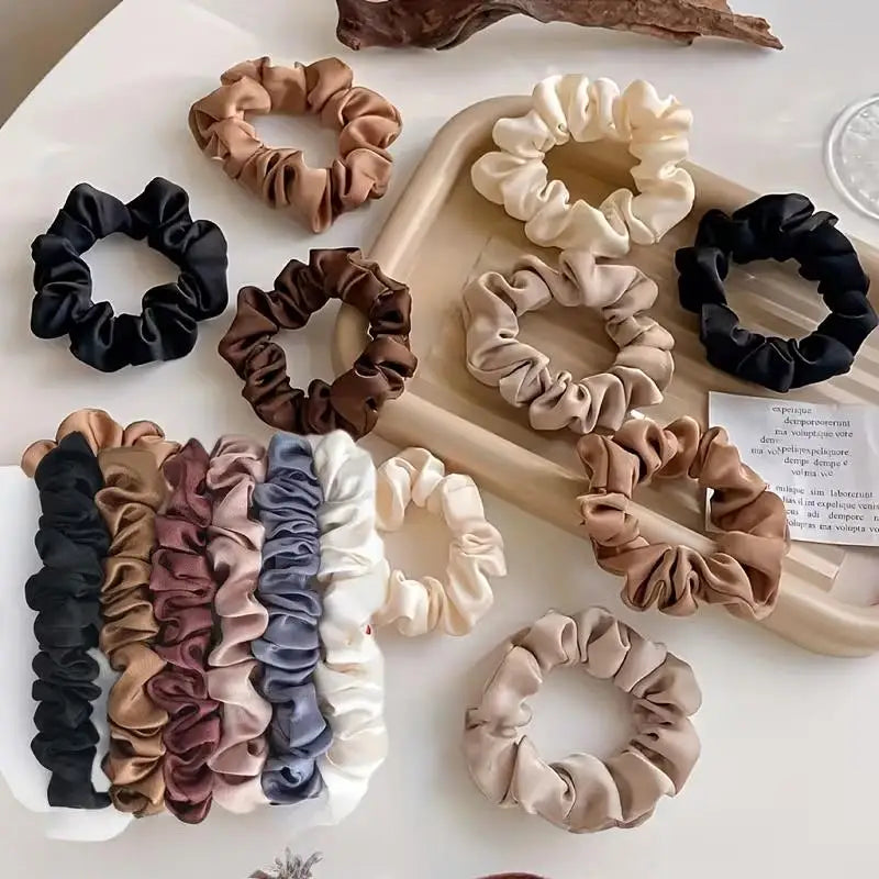 4pcs Vintage Silk Scrunchies – High Elasticity, for Home, Outdoor, Travel & Occasion, Chic Hair Tie Zpaxo