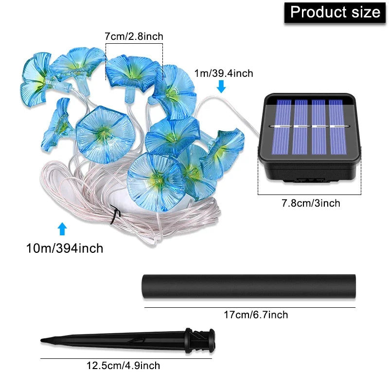 Solar Morning Glory Led Lamp Outdoor Waterproof Fairy String Zpaxo
