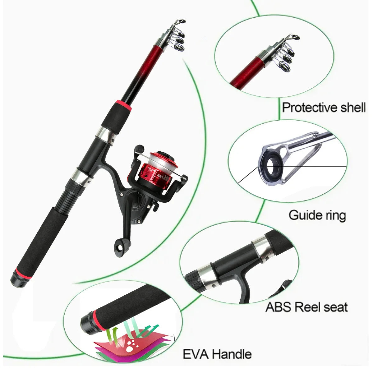 Telescopic Carbon Lure Rod Full Set – Baitcasting Fishing Kit