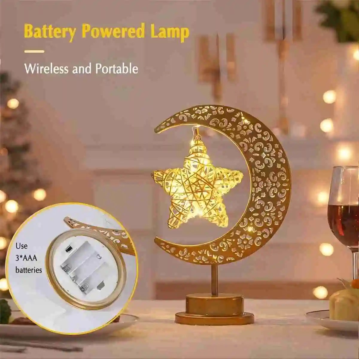 Gurbana Orb Star Festival Decorative Lights Led Iron Moon Hollow Zpaxo