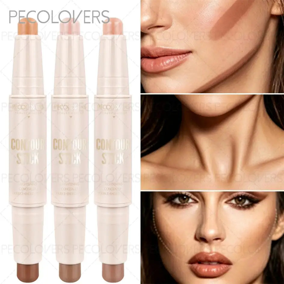 Waterproof 2-in-1 Dual-Ended Concealer，Sweatproof,Highlighter Stick,Dual-Ended Highlight & Contour Stick Zpaxo