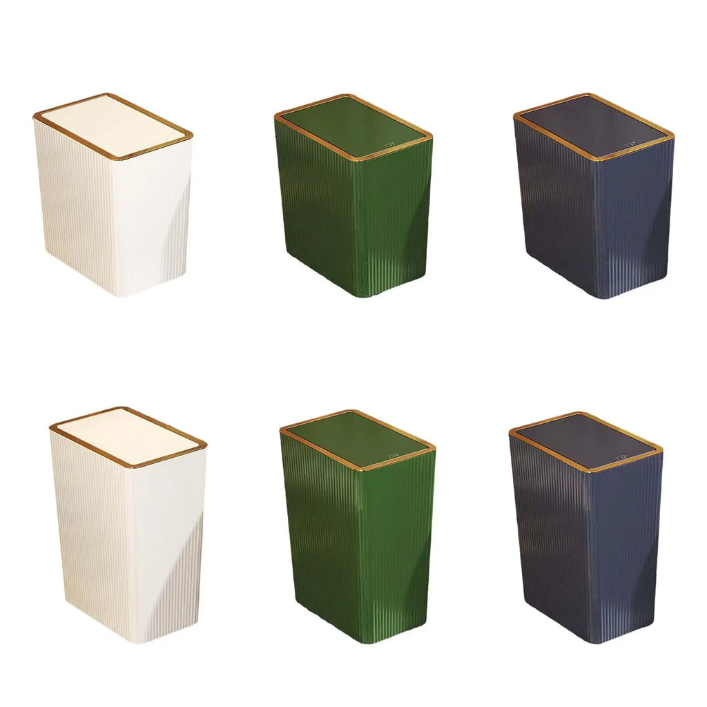 Kitchen Wastebasket with Press Type Lid Rubbish Container Slim Narrow Garbage Can for Sunroom Garage Study Living Zpaxo