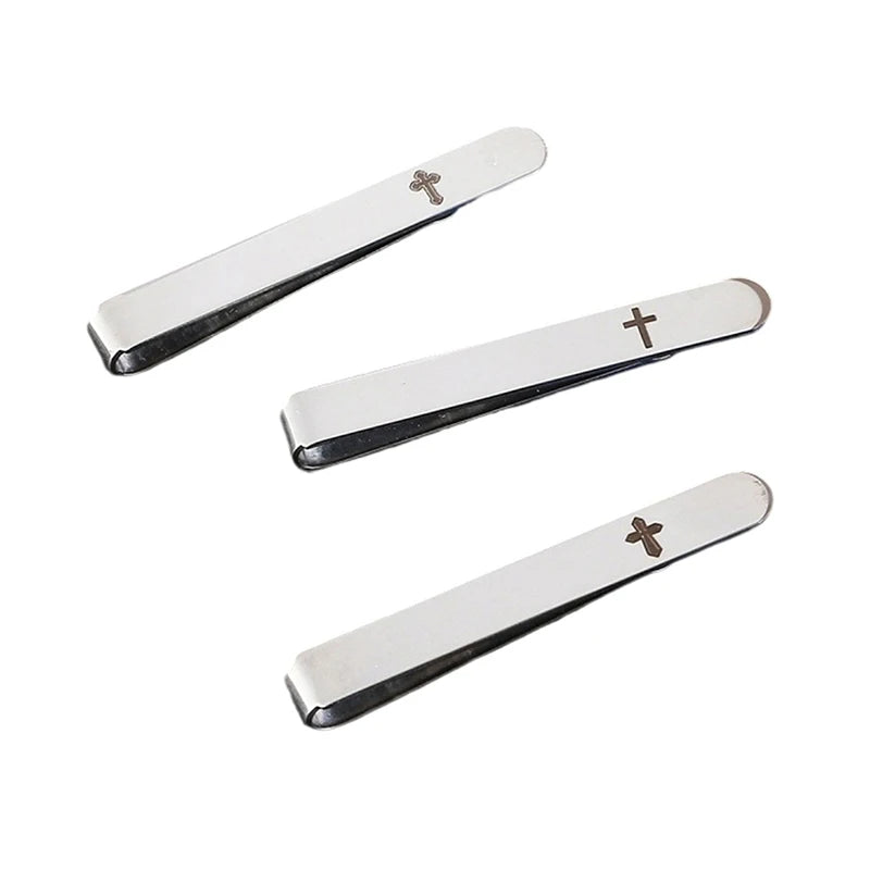 Cross Tie Clip for Men – Classic Metal Necktie Bar Pin