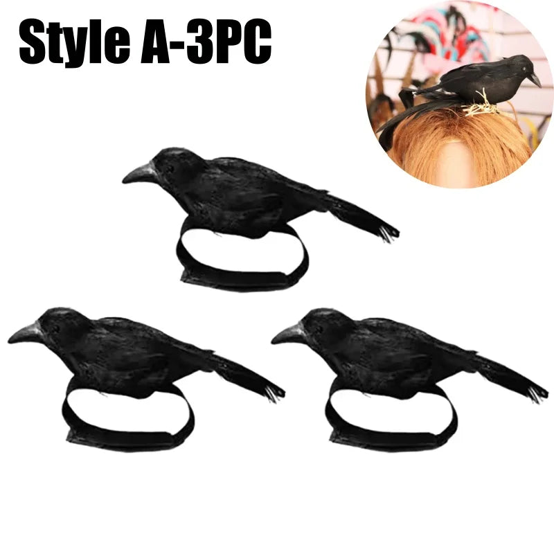 Halloween Exaggerated Forest Crow Headband Creative Feather Black