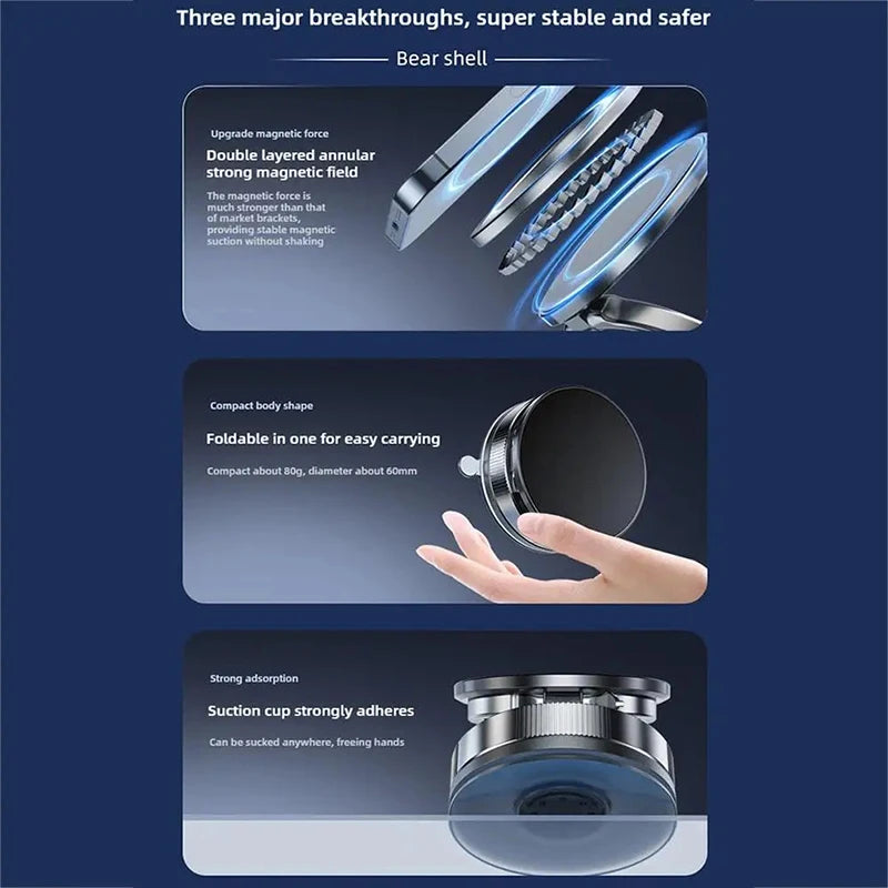Vacuum Magnetic Phone Bracket 360 Adjustment Double Side Suction Cup