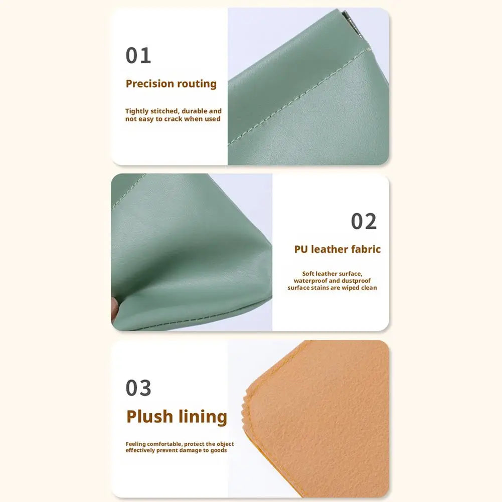 4/5Pcs Mini Elastic Sheet Automatic Closing PU Storage Bag Women Purse Portable Lipstick Cosmetics Earphone Organizer Zpaxo