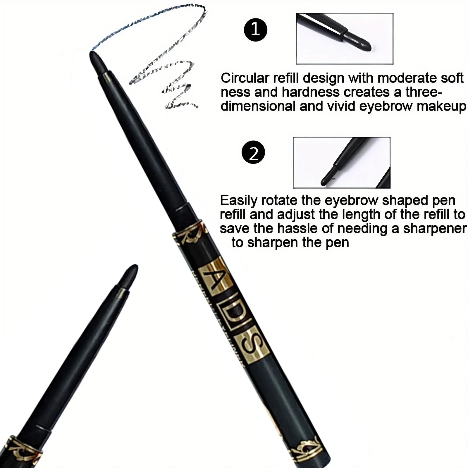 Black Eyeliner Pencils Waterproof Sweat Proof Smudge-proof Easy Twist
