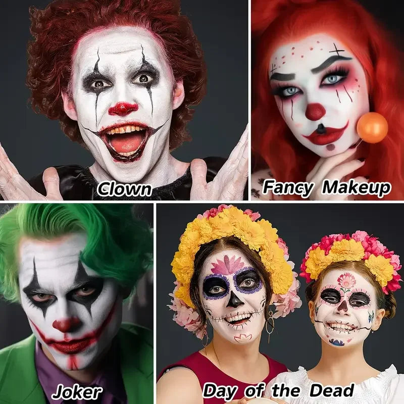 Clown Face Paint Makeup Body Water Based Adults SFX Joker Zombie Zpaxo