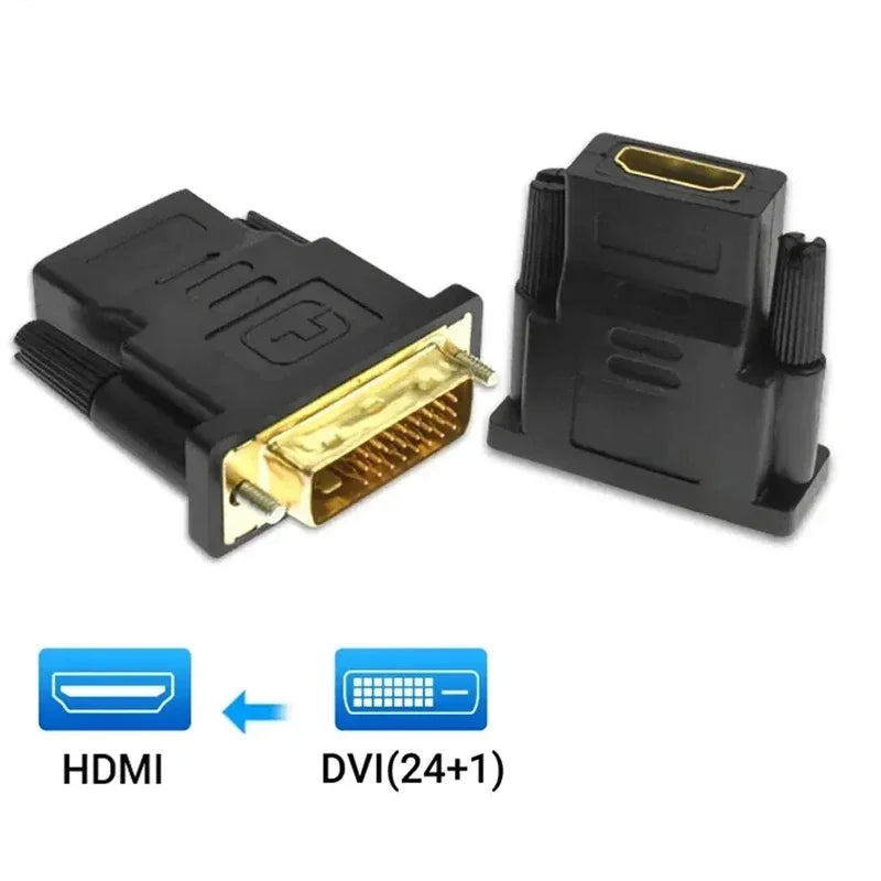 DVI to HDMI Adapter DVI 24+1 to HDMI-Compatible Plated Plug DVI Male to HDMI-compatible Video Converter for PC HDTV Projector Zpaxo