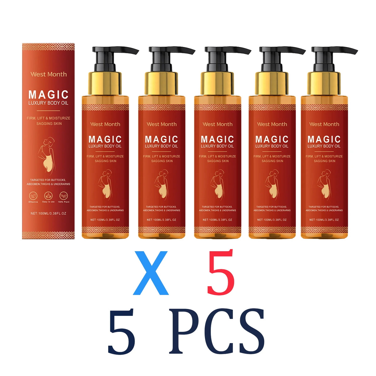 1/2/3/4/5/6 Pcs Collagen Body Oil Deep Hydration Lock Dry Skin Remedy Moisturizing Without Greasiness Gentle Nourishing Skin Oil Zpaxo 5 Pcs