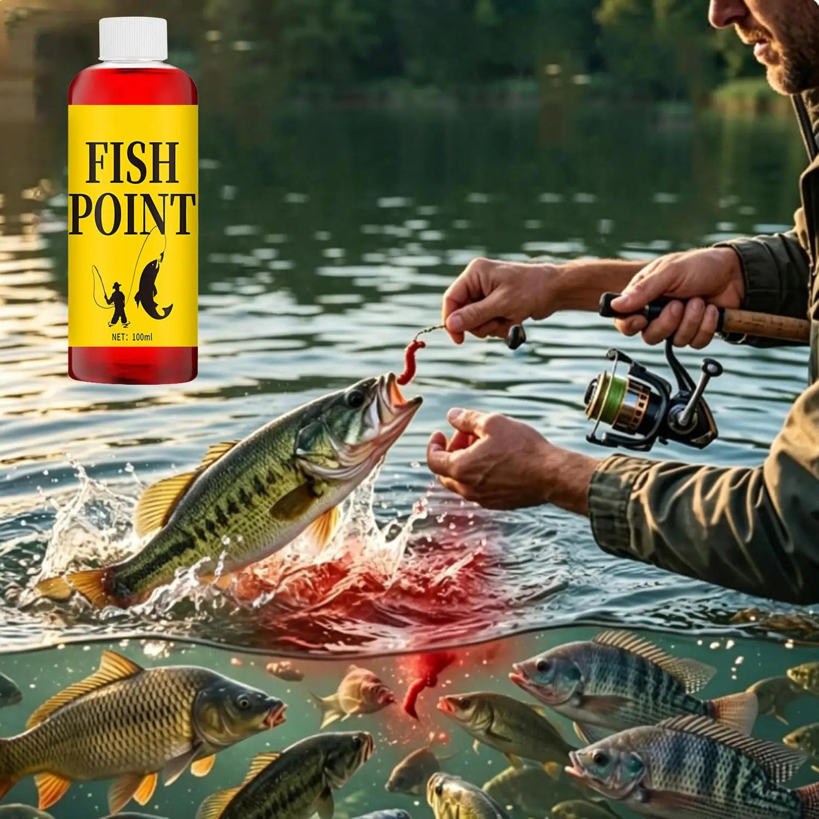 100ml Trout Lure Fish Attractant Concentrated Fast-Acting Bass Scent Fish Attractant for Crucian Carp Grass Carp Tilapia Outdoor Zpaxo